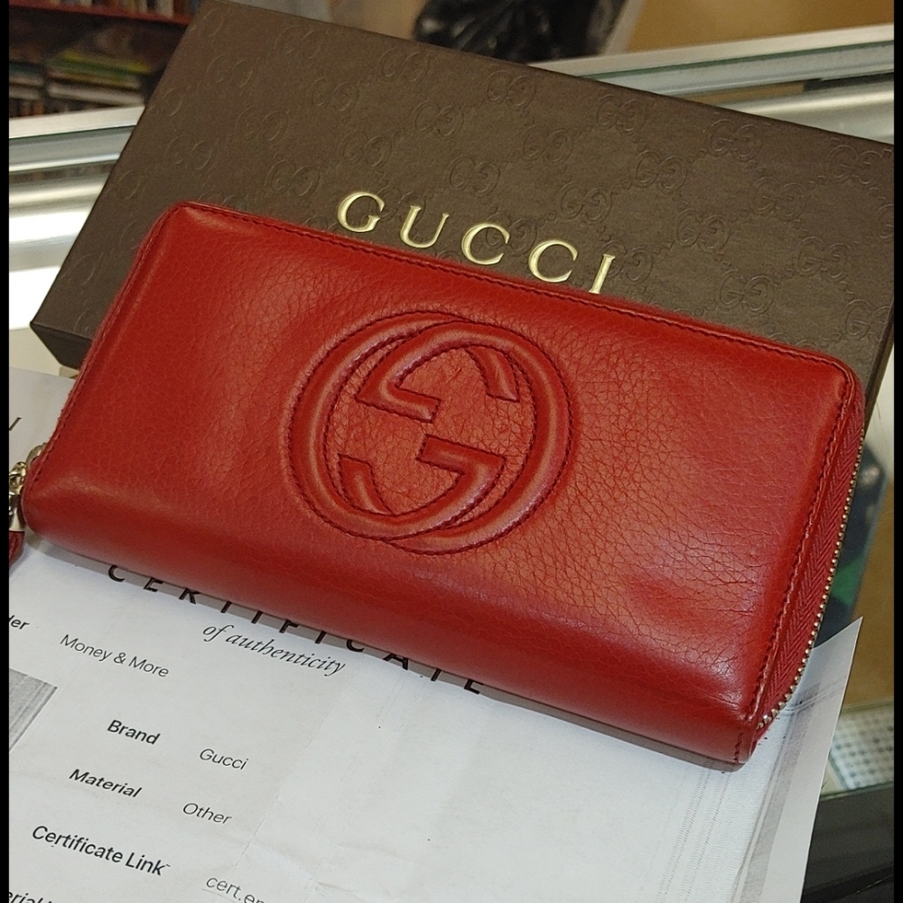 ❤️SOLD❤️ Red Gucci😍GG Zippy Wallet Organizer with Box - Picture 4 of 15